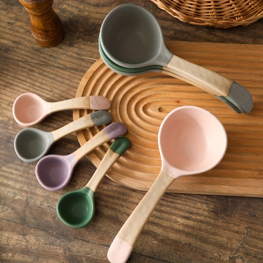 4pcs Heavy-Duty Ceramic Soup Spoon Suitable for Soup, Rice, Desserts - Thick Hard Spoon Suitable for &, Ideal for, Restaurants, & for \u002F-serving (Ceramic Spoons)