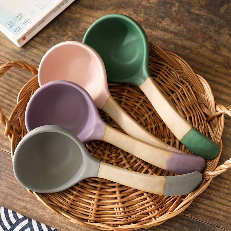 4pcs Heavy-Duty Ceramic Soup Spoon Suitable for Soup, Rice, Desserts - Thick Hard Spoon Suitable for &, Ideal for, Restaurants, & for \u002F-serving (Ceramic Spoons)