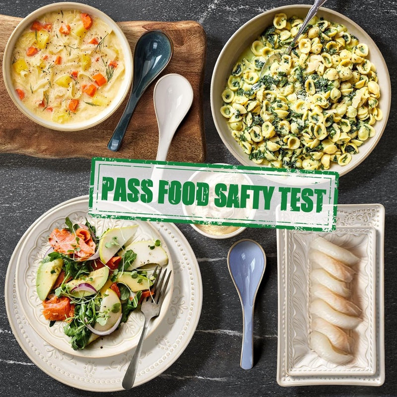 Artena Chinese Soup Spoons, Ceramic Asian Spoons with Deep Arc Anti - Roll Design, 6.85 Inch Set of 4, Perfect for Ramen, Pho, Wonton Soup as Japanese Soup Spoon, Korean Spoon Creamy White