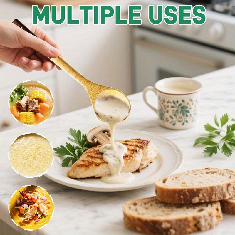 Beech And Walnut Handle Wooden Ladle - Kitchen Tools for Serving - Handcrafted Cooking Ladles - Sturdy Wooden Design