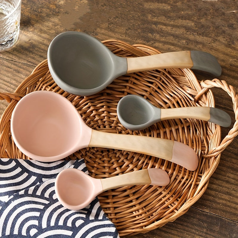 4pcs Heavy-Duty Ceramic Soup Spoon Suitable for Soup, Rice, Desserts - Thick Hard Spoon Suitable for &, Ideal for, Restaurants, & for \u002F-serving (Ceramic Spoons)