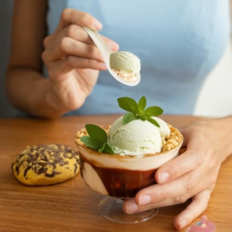 300 Pack Disposable Asian Soup Spoon | Small Plastic Spoons Bulk 4.6\