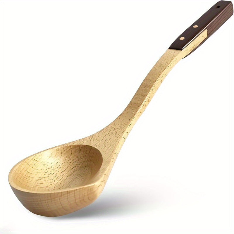 Beech And Walnut Handle Wooden Ladle - Kitchen Tools for Serving - Handcrafted Cooking Ladles - Sturdy Wooden Design